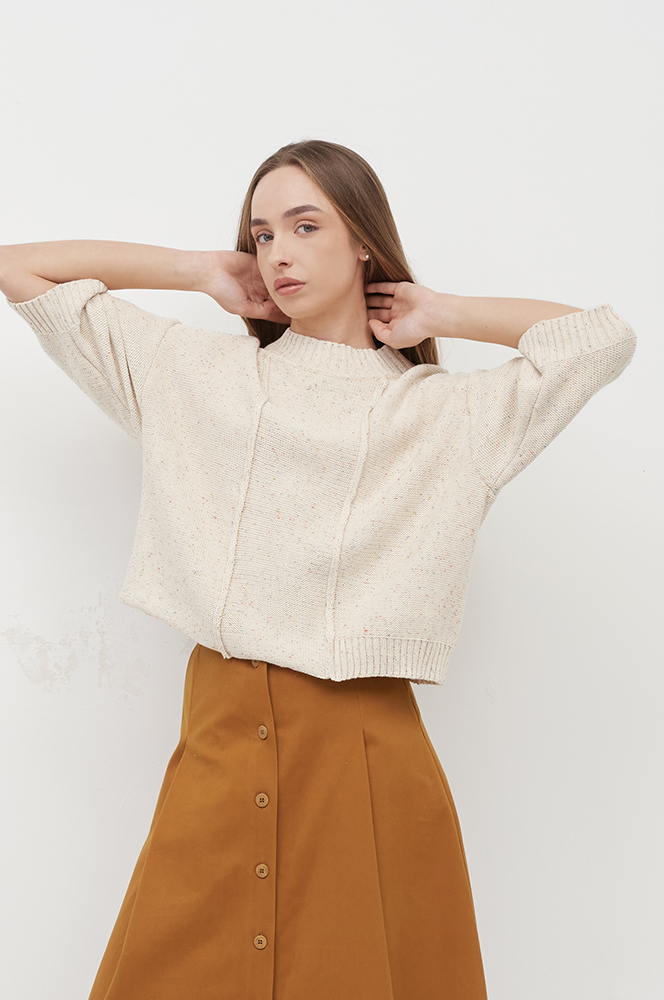 Футболка бавовна айворі твід в'язана (ФТ 07/1)